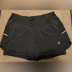 Athleta  2:1 Running Layered Athletic Black Shorts Size Small EUC